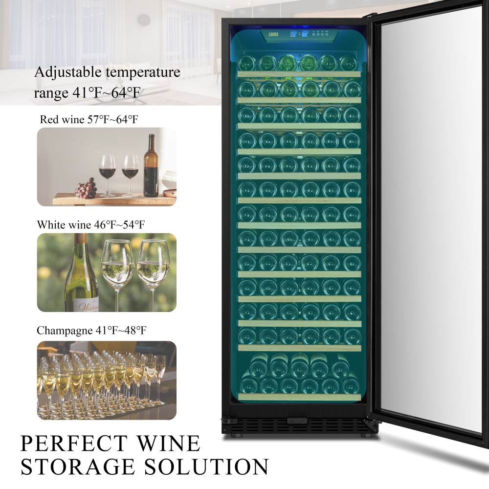 LANBO Wine Chiller, 149 Bottle Single Zone Red Wine Cellar Fridge Built